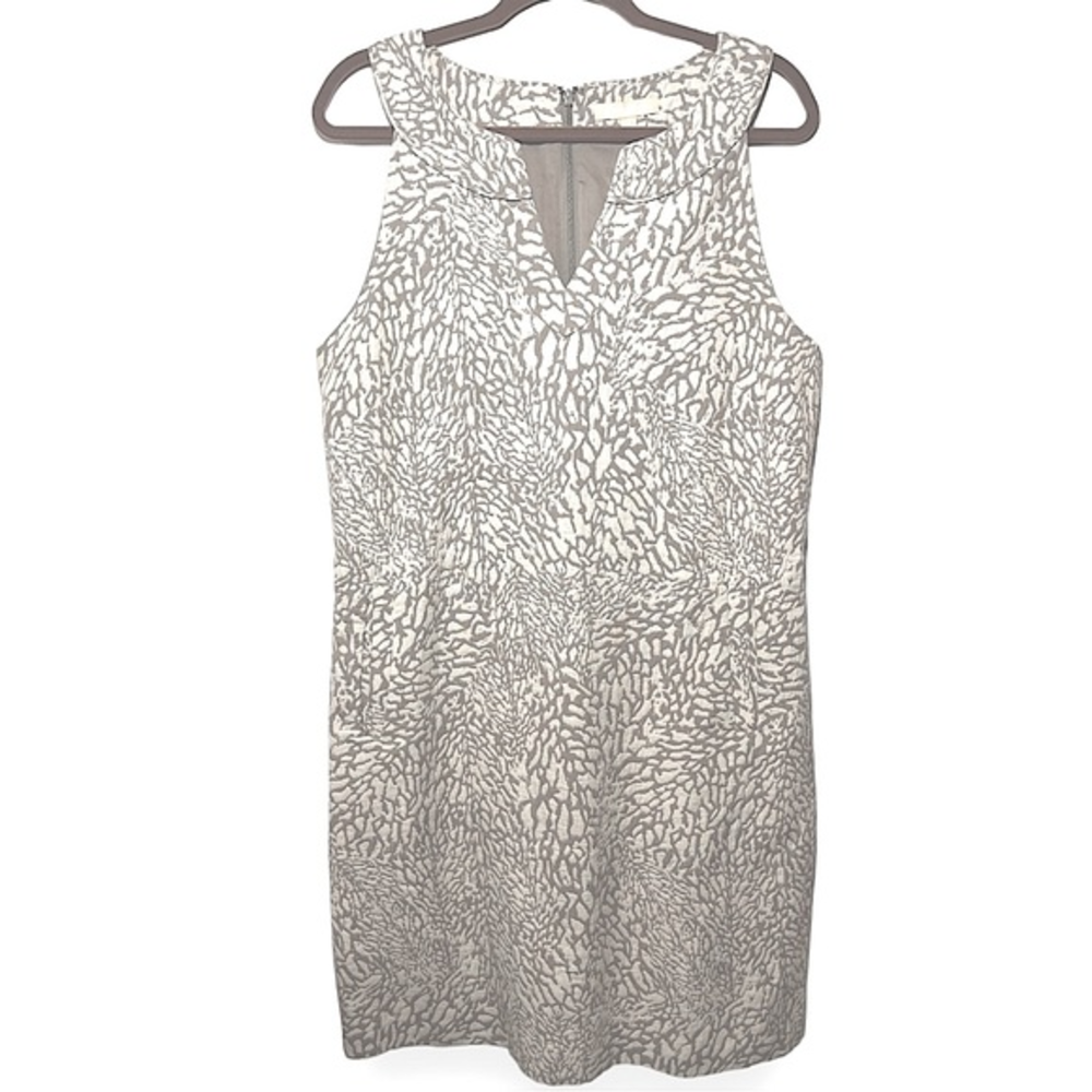 Banana Republic Teakwood Print Beige/Taupe Sleeveless Shift Dress with‎ Pockets
